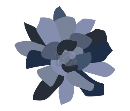 Ilustración de Cabeza peonía azul profundo abstracta en diseño plano. Pétalos índigo de flor de rosa. Ilustración vectorial aislada. - Imagen libre de derechos