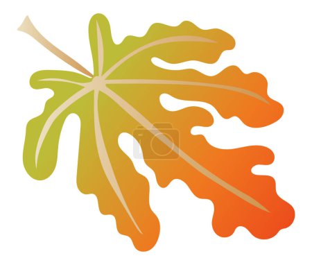 Ilustración de Hoja de arce de otoño abstracta con venas de diseño plano. Caída follaje naranja. Ilustración vectorial aislada. - Imagen libre de derechos