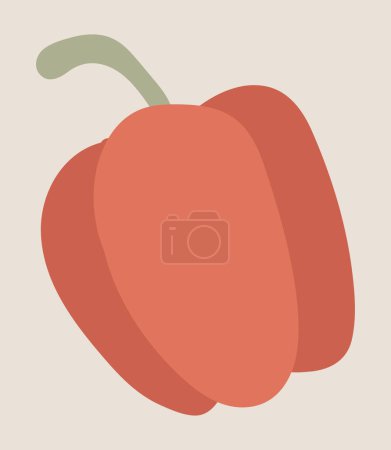 Illustration for Red paprika pepper in flat design. Natural vegetable from farming garden. Vector illustration isolated. - Royalty Free Image