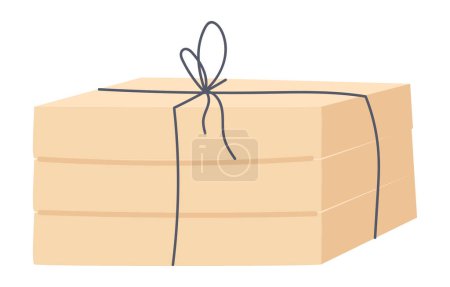Téléchargez les illustrations : Boîtes à pizza au design plat. Paquet de paquets de pizzeria de carton pour la livraison. Illustration vectorielle isolée. - en licence libre de droit
