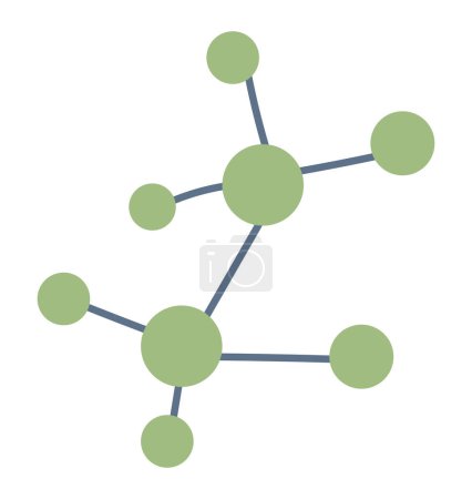 Ilustración de Modelo molecular de diseño plano. Estructura de la molécula atómica con conexiones. Ilustración vectorial aislada. - Imagen libre de derechos