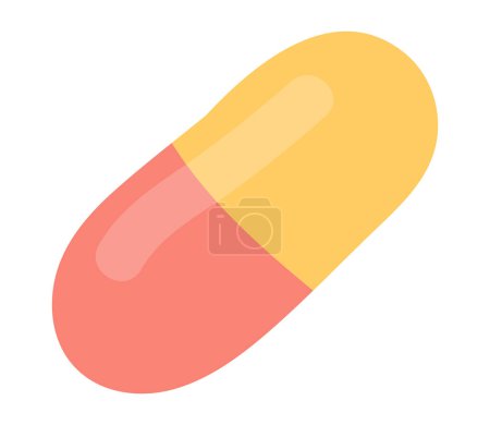 Illustration for Capsule pill in flat design. Pharmaceutical treatment drug or painkiller. Vector illustration isolated. - Royalty Free Image