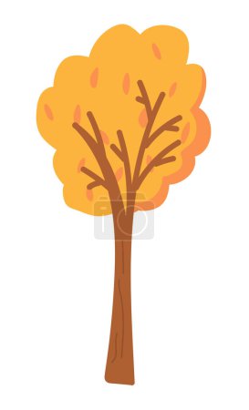 Illustration for Autumn tree in flat design. Cute forest plant with orange foliage. Vector illustration isolated. - Royalty Free Image