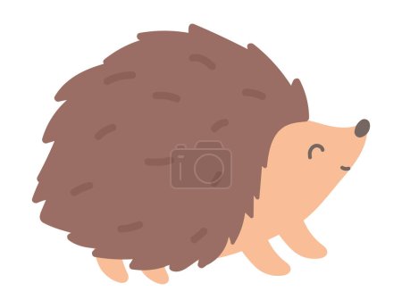 Illustration for Cute hedgehog in flat design. Happy forest animal with sharp needles. Vector illustration isolated. - Royalty Free Image