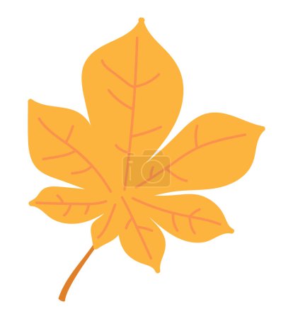 Ilustración de Hoja de castaño de otoño de diseño plano. Bosque de follaje naranja con venas. Ilustración vectorial aislada. - Imagen libre de derechos