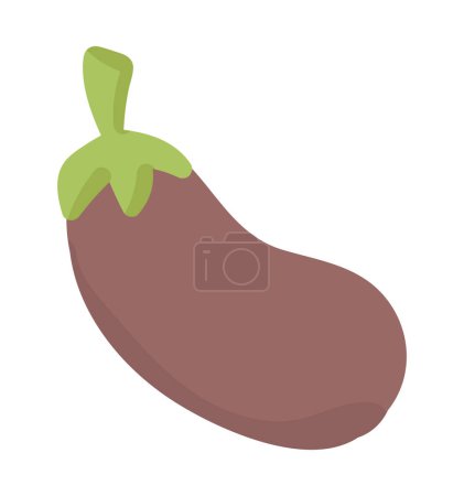 Illustration for Eggplant in flat design. Natural fresh aubergine, healthy organic vegetable. Vector illustration isolated. - Royalty Free Image