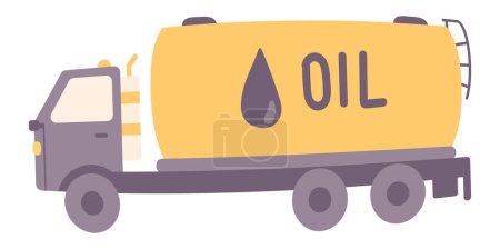 Illustration for Oil tank truck in flat design. Gasoline transportation at car tanker. Vector illustration isolated. - Royalty Free Image