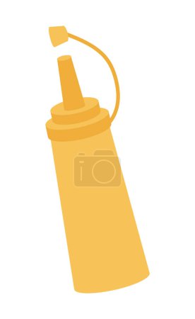 Ilustración de Mostaza de diseño plano. Sabrosa salsa picante tradicional en botella de plástico. Ilustración vectorial aislada. - Imagen libre de derechos