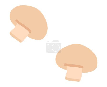 Illustration for Champignon mushrooms in flat design. Raw eating fungus, fresh products. Vector illustration isolated. - Royalty Free Image