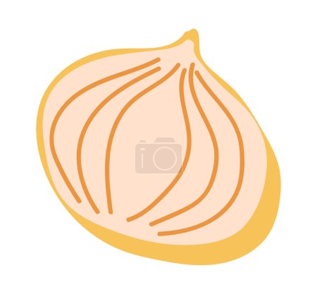 Illustration for Onion slice in flat design. Fresh vegetable, organic bulb ingredient. Vector illustration isolated. - Royalty Free Image