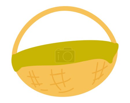 Illustration for Picnic basket in flat design. Traditional wicker container with blanket. Vector illustration isolated. - Royalty Free Image