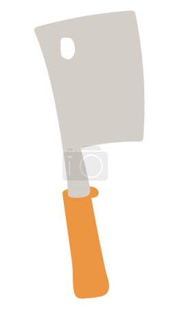 Ilustración de Cuchillo chef grande de diseño plano. Carnicero de hoja de acero con mango de madera. Ilustración vectorial aislada. - Imagen libre de derechos