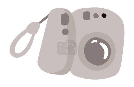 Illustration for Retro travel camera in flat design. Photographer accessory for memory photos. Vector illustration isolated. - Royalty Free Image