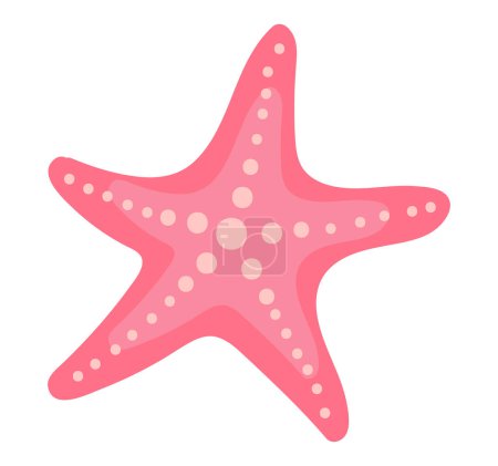 Ilustración de Estrella de mar roja de diseño plano. Molusco tropical submarino, criatura acuática. Ilustración vectorial aislada. - Imagen libre de derechos
