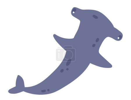 Ilustración de Tiburón martillo de diseño plano. Lindo depredador submarino, fauna marina. Ilustración vectorial aislada. - Imagen libre de derechos