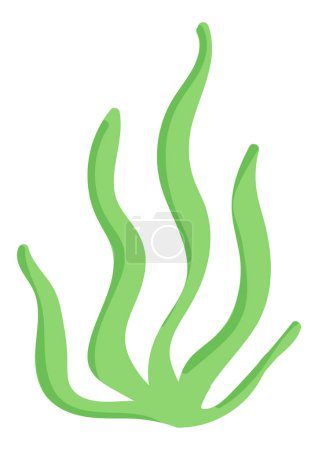Illustration for Green algae in flat design. Underwater leaf grass, aquarium alga seaweed. Vector illustration isolated. - Royalty Free Image