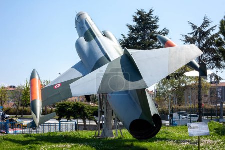 Photo for Istanbul, Yesilkoy - Turkey - 04.20.2023: Lockheed F-104 Starfighter Supersonic Fighter and Bomber Jet, Clear Blue Sky - Royalty Free Image
