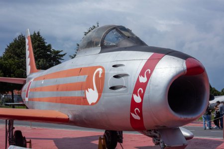 Photo for Istanbul, Yesilkoy - Turkey - 04.20.2023: North American F-86 Sabre Jet Plane, Transonic jet Fighter and Hunter. - Royalty Free Image
