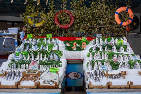 Photo for Istanbul, beylikduzu - Turkey - 04.28.2023: Grocery Shopping, Fresh fish, fish market. Sea Foods. - Royalty Free Image