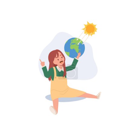 Illustration for Science Education Concept. Astronomy Education, Exploring the Solar System with a Girl's Explanation. Flat vector cartoon illustration. - Royalty Free Image