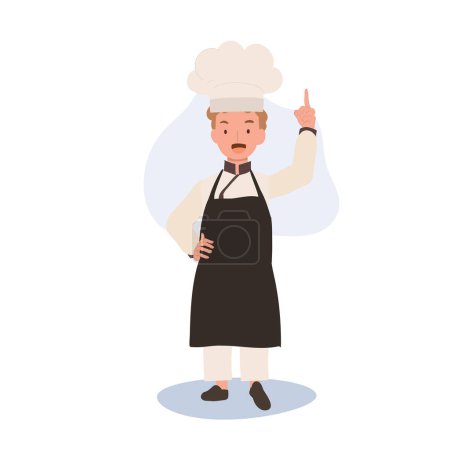 Téléchargez les illustrations : Jeune mentor culinaire dans Chef Hat. Kid Chef Donner des conseils d'experts en cuisine. - en licence libre de droit