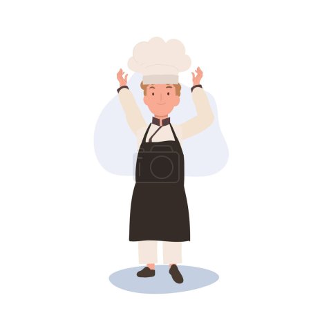 Illustration for Young Kid Chef in Chef Hat. Cute Little Chef with Apron - Royalty Free Image