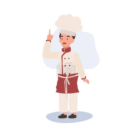Téléchargez les illustrations : Jeune mentor culinaire dans Chef Hat. Kid Chef Donner des conseils d'experts en cuisine. - en licence libre de droit