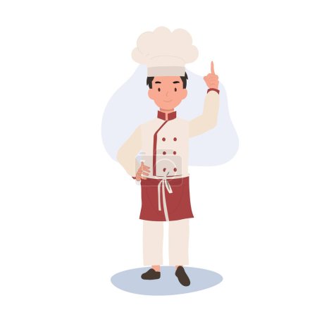 Illustration for Young Culinary Mentor in Chef Hat. Kid Chef Giving Expert Cooking Advice. - Royalty Free Image