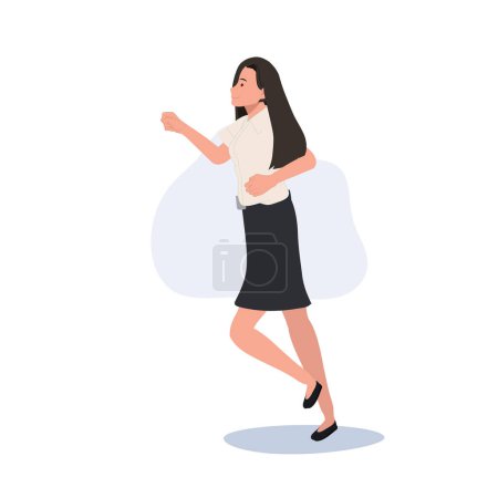 Illustration for Thai university student in uniform running for Hurrying to Class - Royalty Free Image