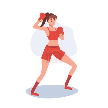 Illustration for Active Sports Woman Boxing with Confidence. Powerful Female Boxer in Gym Workout Session - Royalty Free Image