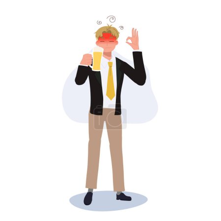 Illustration for Drunk Businessman Pretending Not Drunk - Royalty Free Image