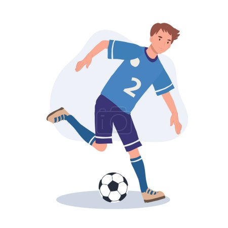 Illustration for Football player. Man Kicking Ball. Soccer Player. male characters playing football. - Royalty Free Image