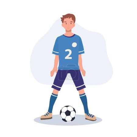 Illustration for Football player. Man Kicking Ball. Soccer Player. male characters playing football. - Royalty Free Image
