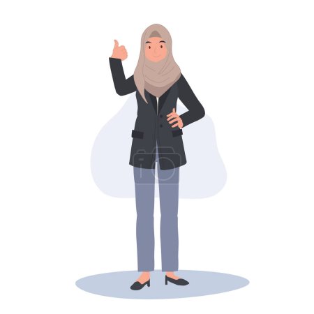 Illustration for Confident muslim businesswoman  in Hijab Showing Approval Thumbs Up. - Royalty Free Image