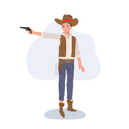 Ilustración de Sheriff del Salvaje Oeste. Carácter vaquero de longitud completa con pistola - Imagen libre de derechos
