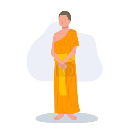 Illustration for Thai Monk in Traditional Robes. buddhist monk - Royalty Free Image