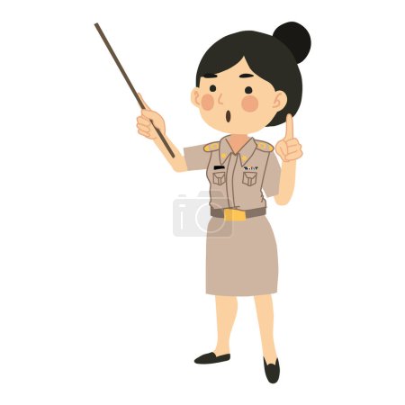 Unterrichtskonzept im Klassenzimmer. Thai weiblich lehrer im klassenzimmer mit pointing stick