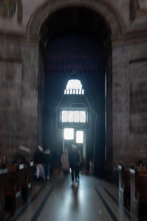 Photo for Copenhagen, Denmark People walking in the  Frederiks Church, or Marble Church. - Royalty Free Image
