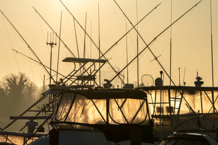 Foto de Solomons Island, Maryland Estados Unidos Barcos al amanecer en un puerto deportivo en el río Patuxent. - Imagen libre de derechos