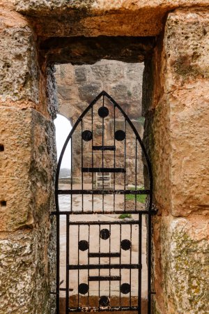 Photo for Ajlun, Castle, Jordan  A metallic gate fron the middle ages in the castle. - Royalty Free Image