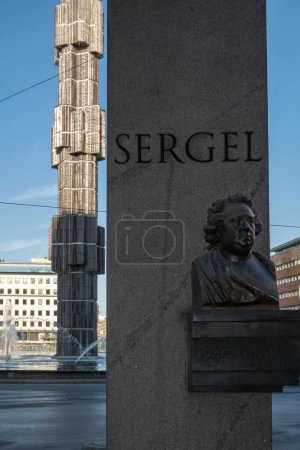 Photo for Stockholm, Sweden June 15, 2023 A statue of sculptor Johan Tobias Sergel who lends his name to Sergels Torg in downtown. - Royalty Free Image