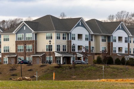 Photo for Prince Frederick, Maryland USA Dec 5, 2023 newly built housing development and condos. - Royalty Free Image