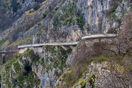 Anversa degli Abruzzi, Italy The guardrail of SR 479 road in the Province of L'Aquila