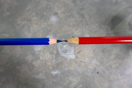 Photo for Red and blue pencils and their points - Royalty Free Image