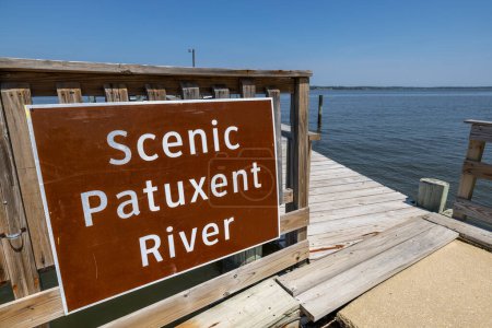Mechanicsville, Maryland, USA April 28, 2024 A sign at an outdoor marina bar on the Patuxent River says: Scenic Patuxent River".