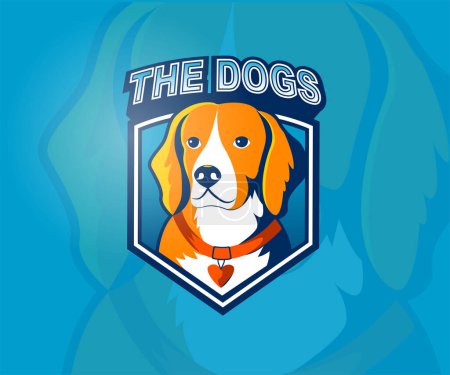 Ilustración de The beagle dog mascot logo with text in vector illustration - Imagen libre de derechos