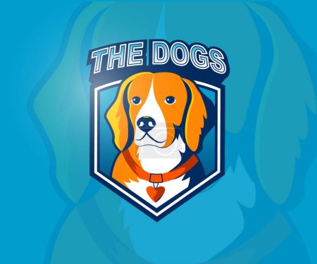 Illustration for The beagle dog mascot logo with text in vector illustration - Royalty Free Image