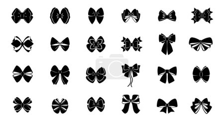 Illustration for Set of vector illustration bows in the black colors. The decorative graphic - Royalty Free Image