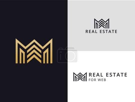 Illustration for Luxury Real Estate. Golden Logo Template, Elegant element with text in a vector illustration - Royalty Free Image