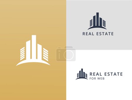 Illustration for Brand logo Real Estate. Minimalist Template, Elegant element Buildings with text in a vector illustration - Royalty Free Image